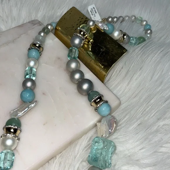 🩵HP 🐳 RARE! ALEXIS BITTAR LARGE BAUBLE NECKLACE Freshwater Pearl Statement Piece - Picture 2 of 11